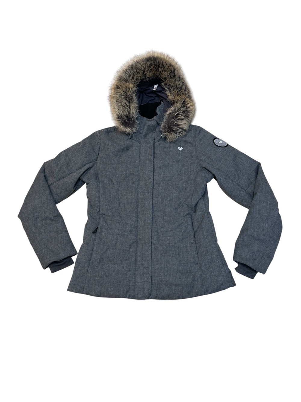Obermeyer Women’s Tuscany II Charcoal Gray Faux Fur Trim Hood Ski Jacket Size 6